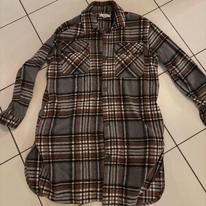 Plaid Long Sleeve Shirt Jacket